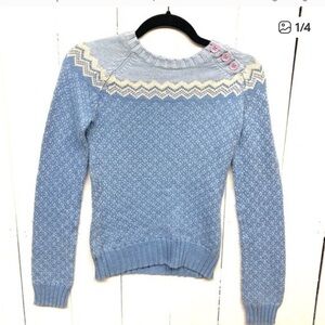AMERICAN EAGLE sweater fair isle blue womens 100% cotton sweater small
